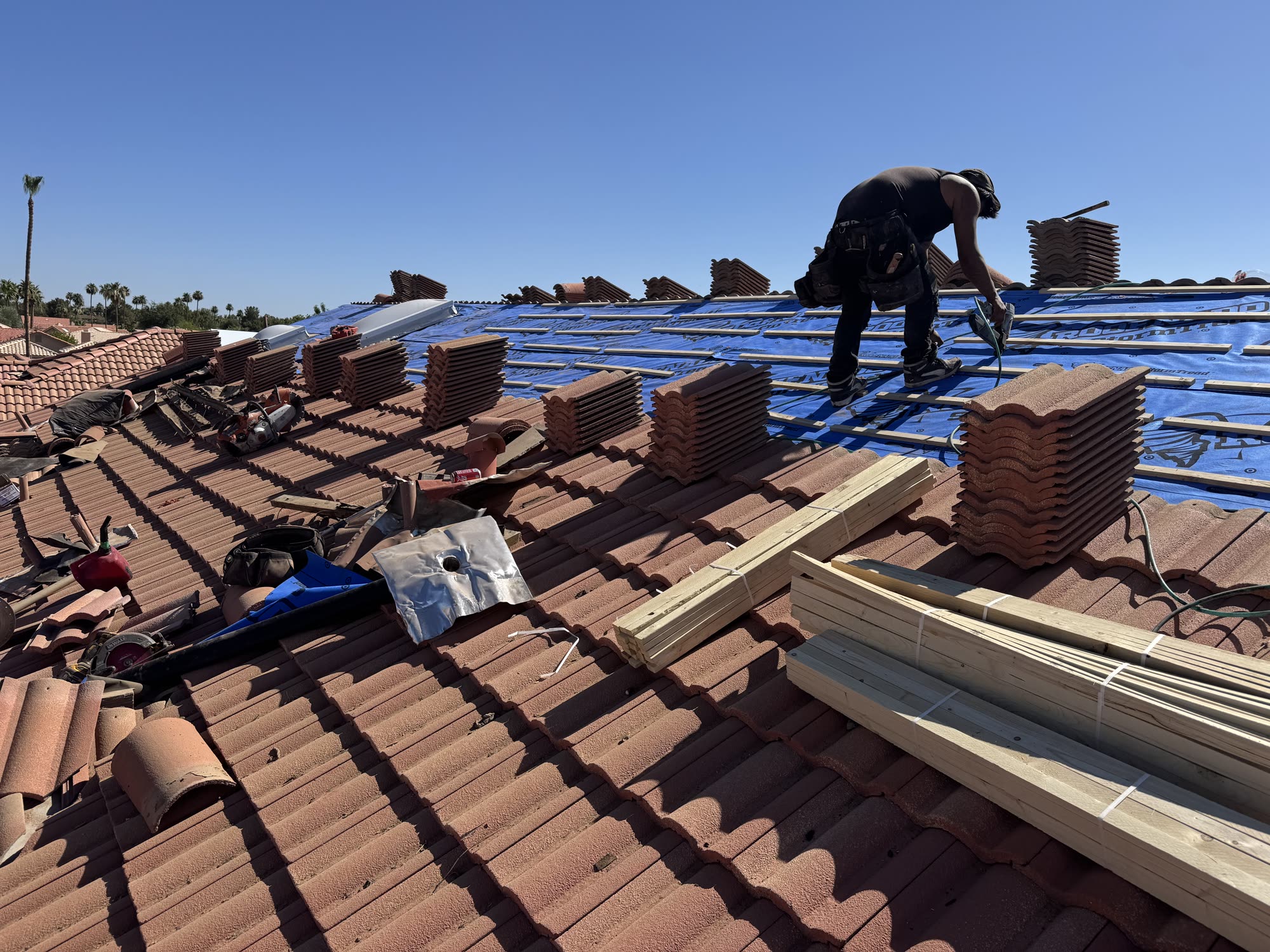 New tile roof on a single-story Arizona home